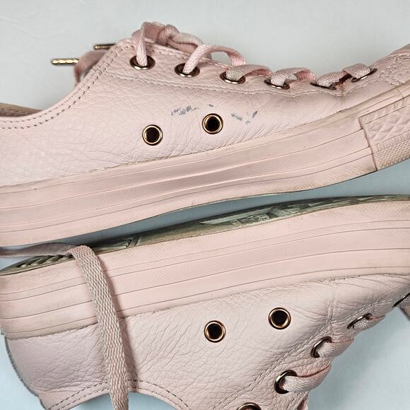 Converse All Star Pink Leather Lace Up Sneaker Men's 7 Women's 9 Pastel Goth - Picture 8 of 11